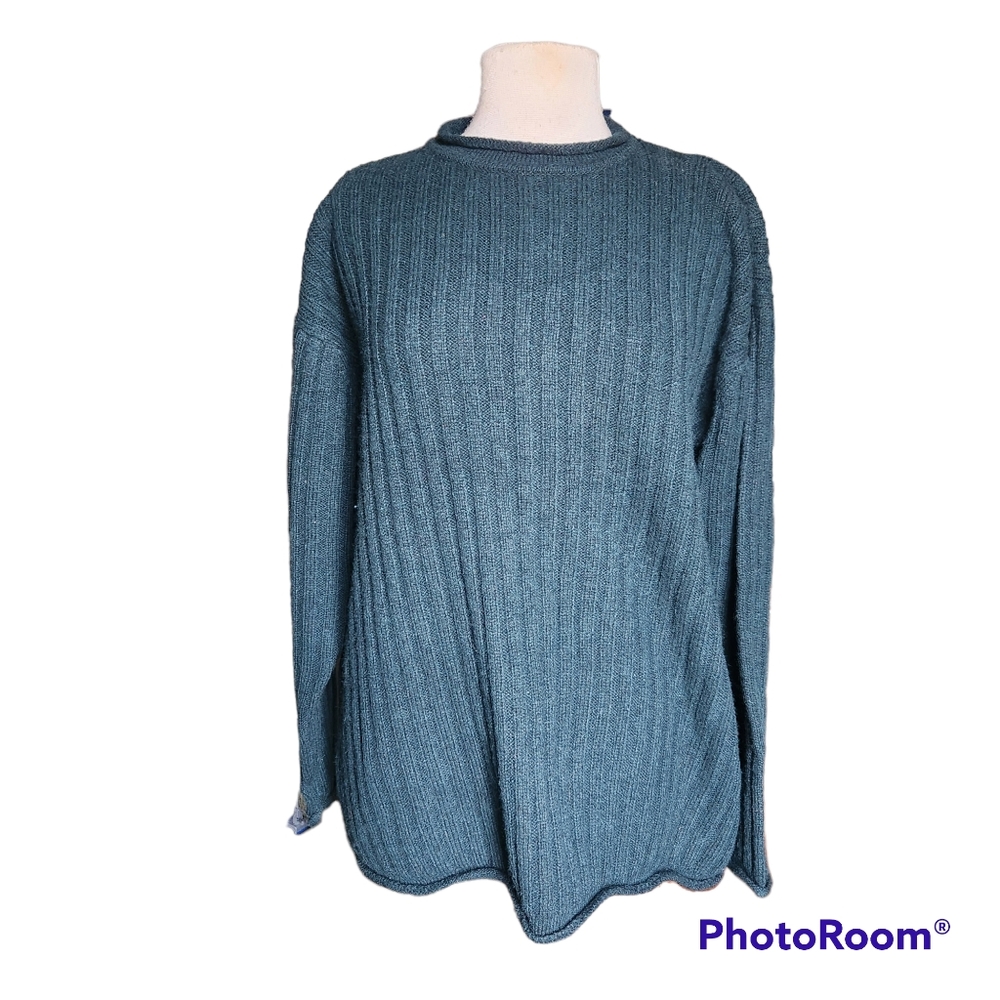 VINTAGE PAUL HARRIS DESIGN 100% WOOLSHETLAND GREEN PULLOVER SWEATER SIZE LARGE